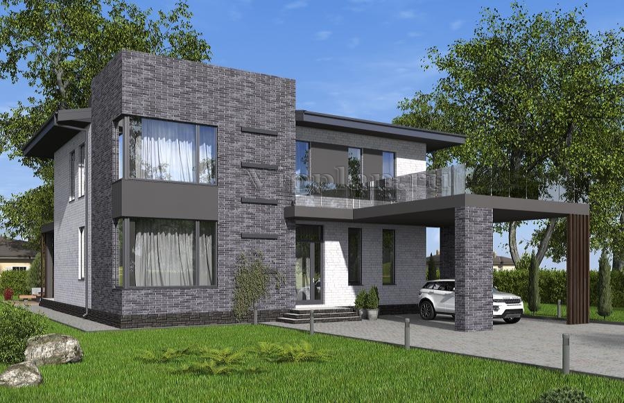 Двухэтажный дом с четырьмя спальнями, террасой, балконом и навесом под автомобиль